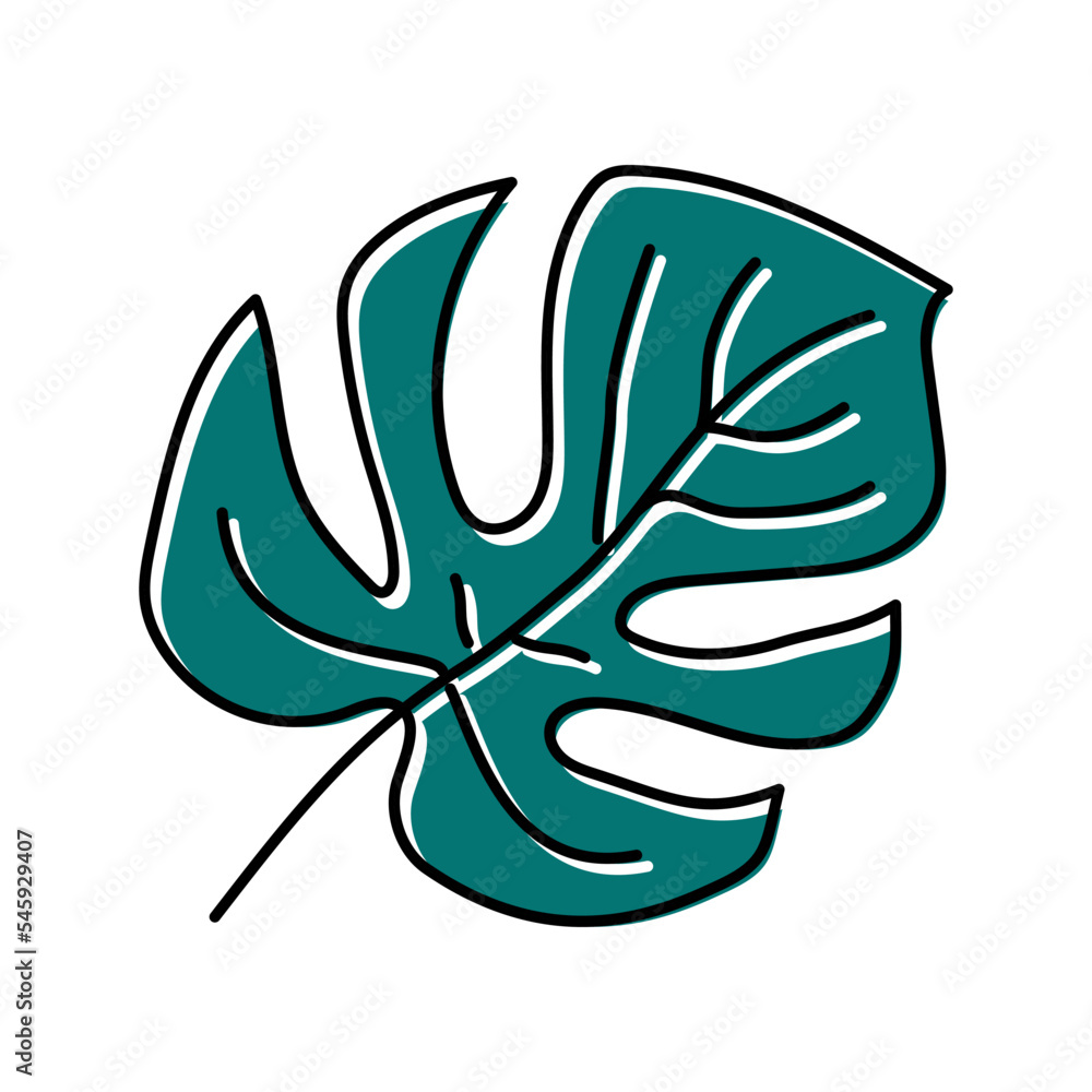 monstera leaf tropical color icon vector illustration