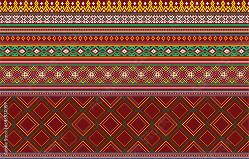 Gypsy pattern tribal ethnic motifs geometric seamless background. Doodle gypsy geometric shapes sprites tribal motifs clothing fabric textile print traditional design with triangles
