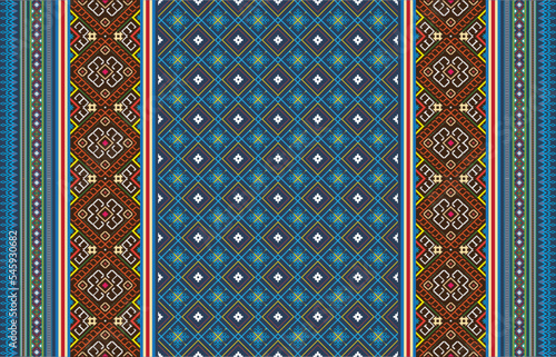 Gypsy pattern tribal ethnic motifs geometric seamless background. Doodle gypsy geometric shapes sprites tribal motifs clothing fabric textile print traditional design with triangles