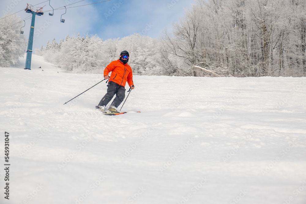 man skier at ski slope man skier at ski slope