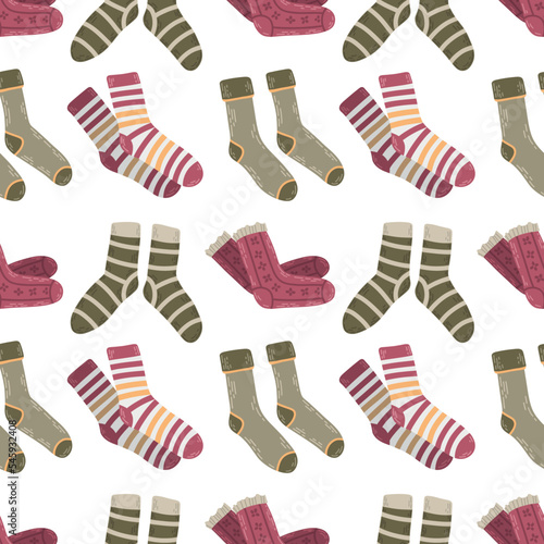 Colorful doodle different socks pattern