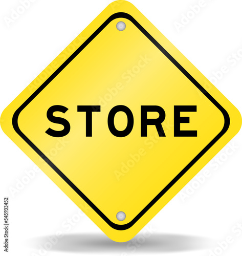 Yellow color transportation sign with word stock on white background