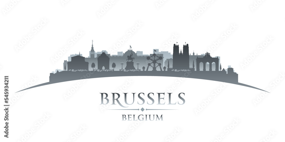 Brussels Belgium city silhouette white background