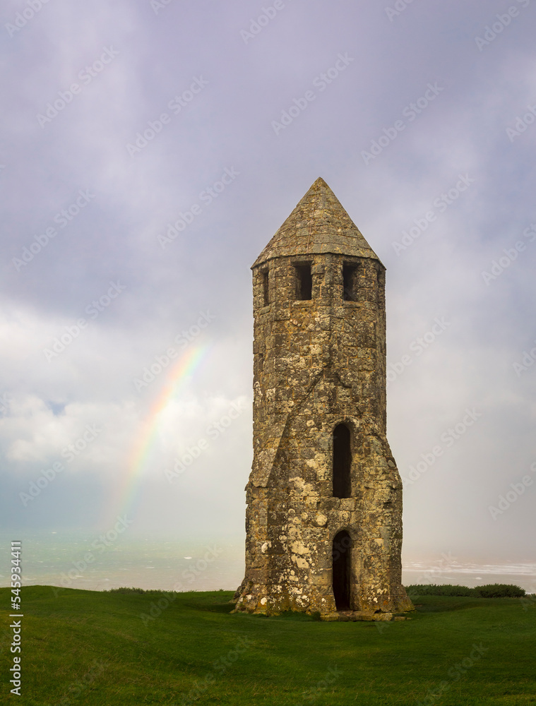 Storm clouds over St Catherines Oratory Ventnor Isle of Wight south east England Storm clouds over St Catherines Oratory Ventnor Isle of Wight south east England