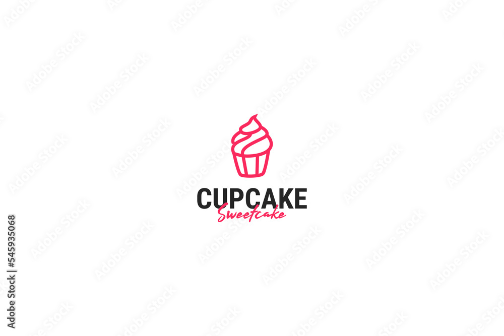 Flat cupcake logo design vector illustration idea Flat cupcake logo design vector illustration idea