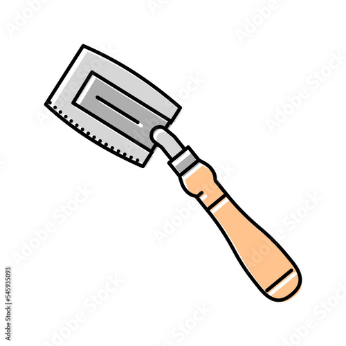 veneer hand saw color icon vector illustration