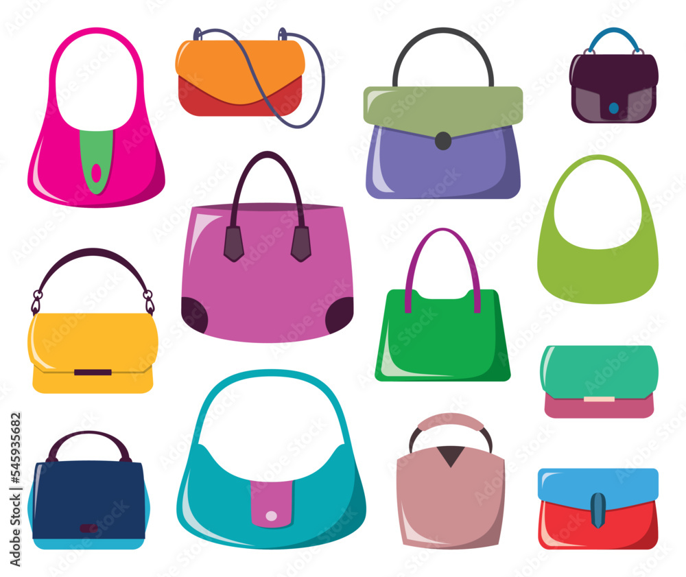 Vector women handbags set various fashion styles Vector women handbags set various fashion styles