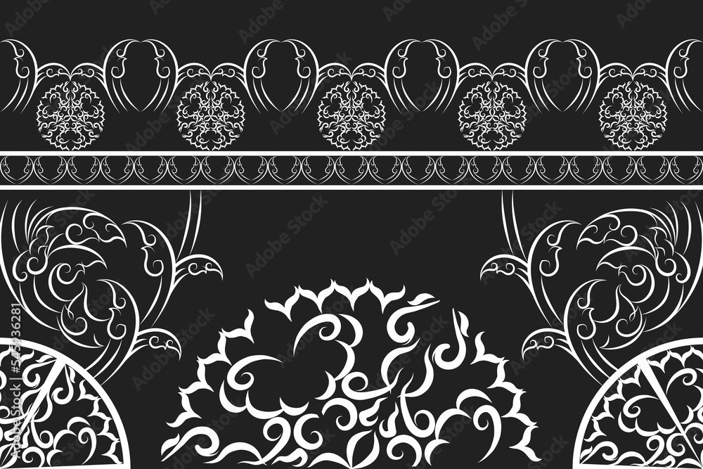 Fototapeta premium Ethnic fabric pattern Designed from geometric shapes Ethnic Asian style fabric pattern Used for home decoration, carpet work, indoor and outdoor use.