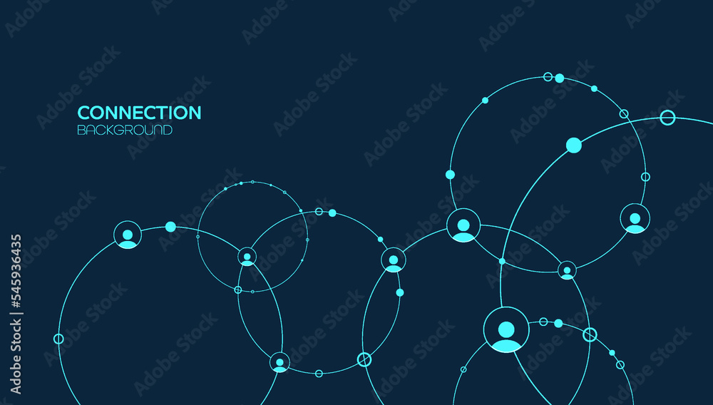 © ket4up - Network background. Connections with points, lines, and people icons. Vector illustration