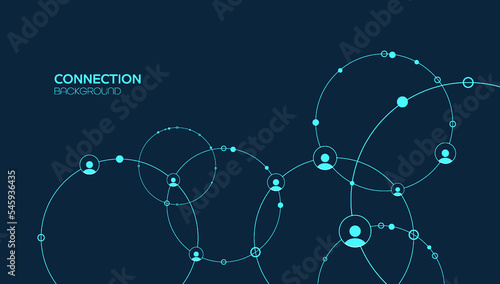 Network background. Connections with points, lines, and people icons. Vector illustration