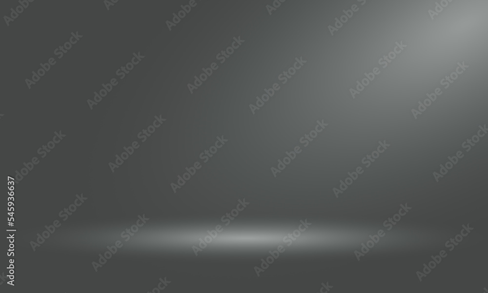 Black and white smooth gradient background image,view floor with gray spotlight background light for displaying your products or artwork.