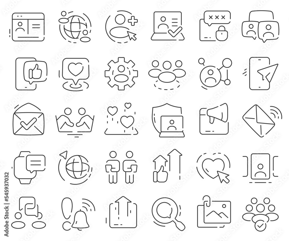Social network line icons collection. Thin outline icons pack. Vector illustration eps10 Social network line icons collection. Thin outline icons pack. Vector illustration eps10