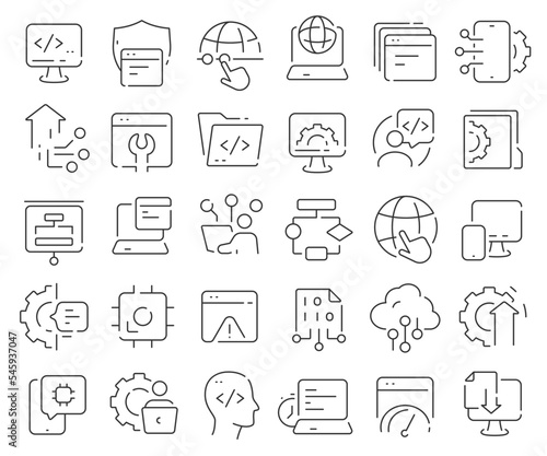 Programming line icons collection. Thin outline icons pack. Vector illustration eps10