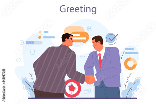 Soft skills concept. Business people or employee with good polite communication