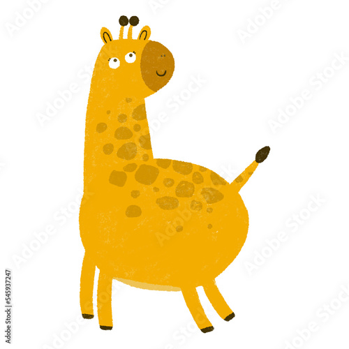 cute childish hand painted illustration with safari animal  savannah giraffe