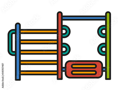 Kids playground sports equipment with jungle gym icon color outline vector.