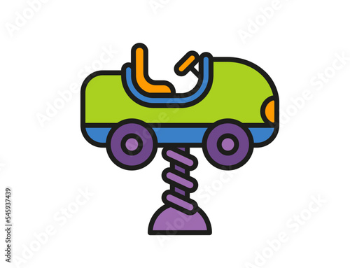 Swing car on the playground icon color outline vector.