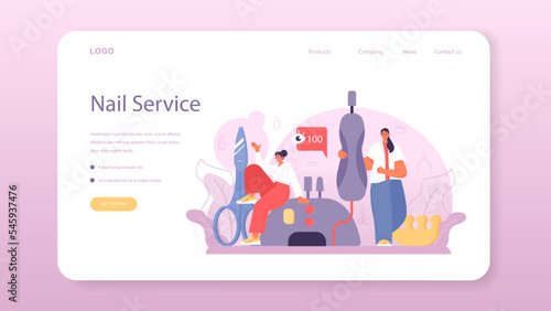 Manicurist service web banner or landing page. Beauty salon worker