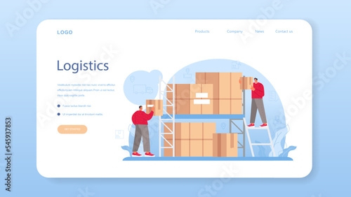 Logistic and delivery service web banner or landing page. Idea of transportation