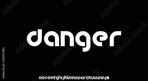 DANGER Minimal urban font. Typography with dot regular and number. minimalist style fonts set. vector illustration