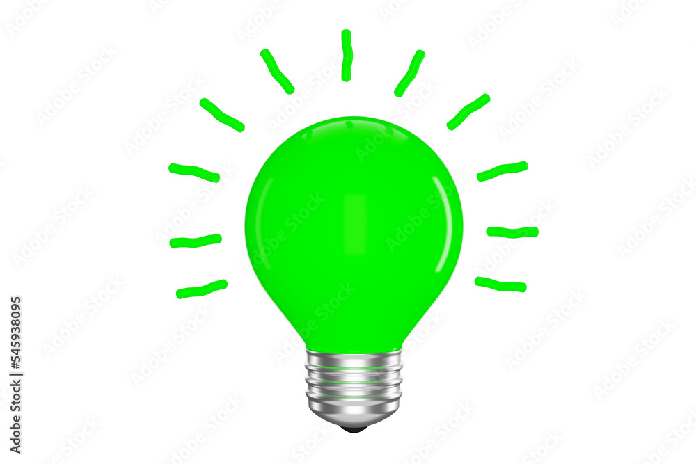 3d illustration green neon light bulb technology concept innovation modern and business industry isolated on white background - clipping path 3d illustration green neon light bulb technology concept innovation modern and business industry isolated on white background - clipping path