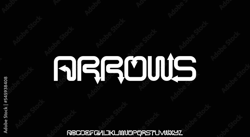 ARROWS Minimal urban font. Typography with dot regular and number. minimalist style fonts set. vector illustration