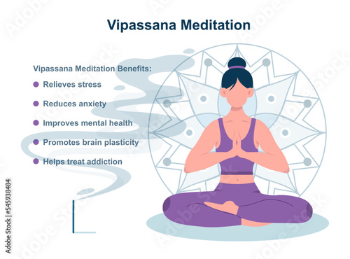 Meditation practice form. Vipassana meditation. Harmony, relaxation photo