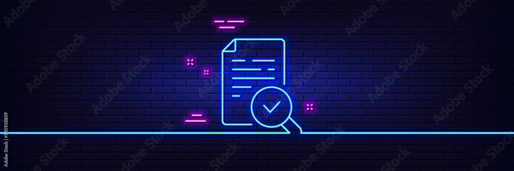Clean Inspect Detect Sign Neon light glow effect. Inspect line icon. Quality research sign ...