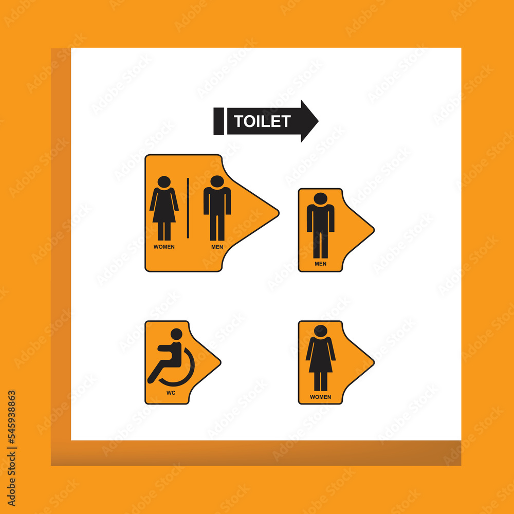 toilet vector icons set, male or female restroom wc