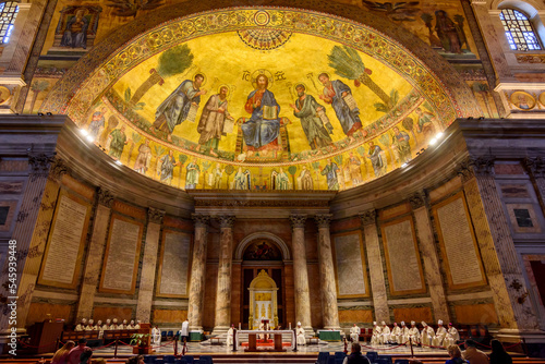 Photos Interiors of Basilica of Saint Paul outside the Walls in Rome, Italy