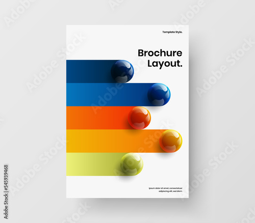 Unique corporate identity A4 vector design template. Premium realistic balls catalog cover layout.