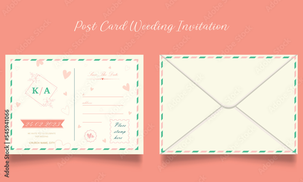 Fototapeta premium wedding Invitation and envelope design