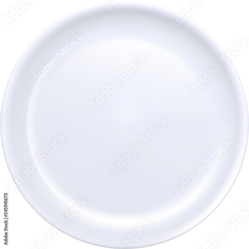 White Round Plate On Transparent Background. Top View. Photo Realistic Illustration