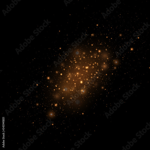 Vector fashionable stars sparkles in space. Glittering shining particles in dark cosmic galaxy background