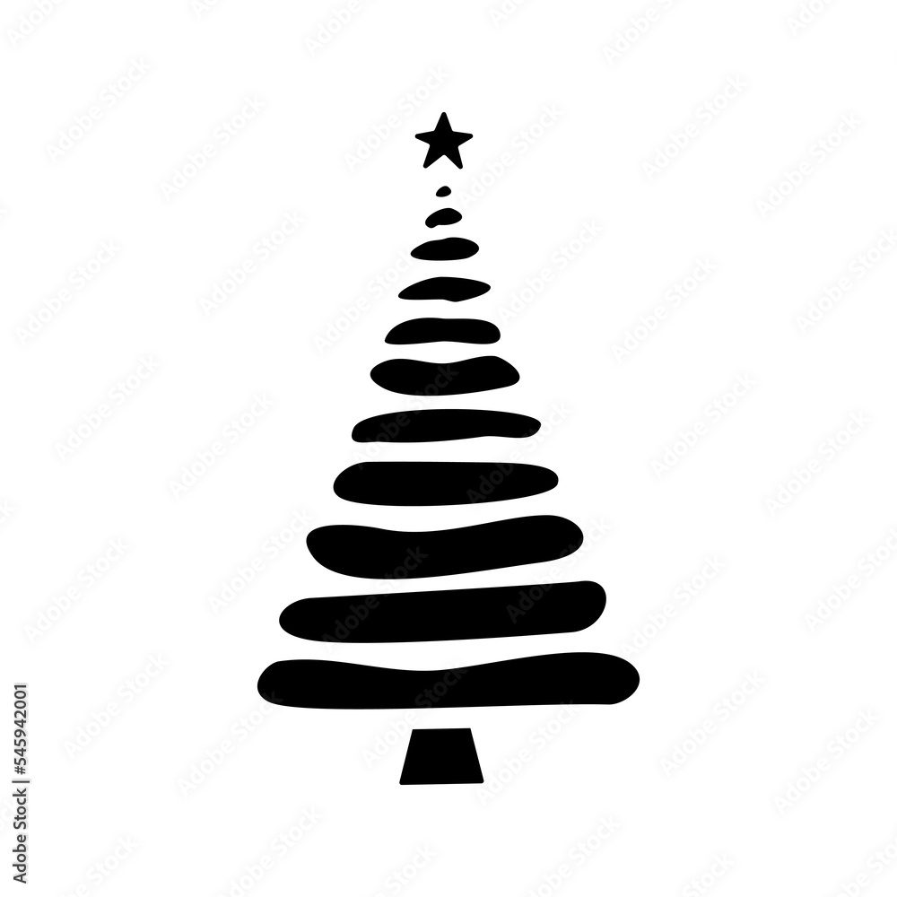 Flat hand drawn christmas tree silhouette illustration Flat hand drawn christmas tree silhouette illustration