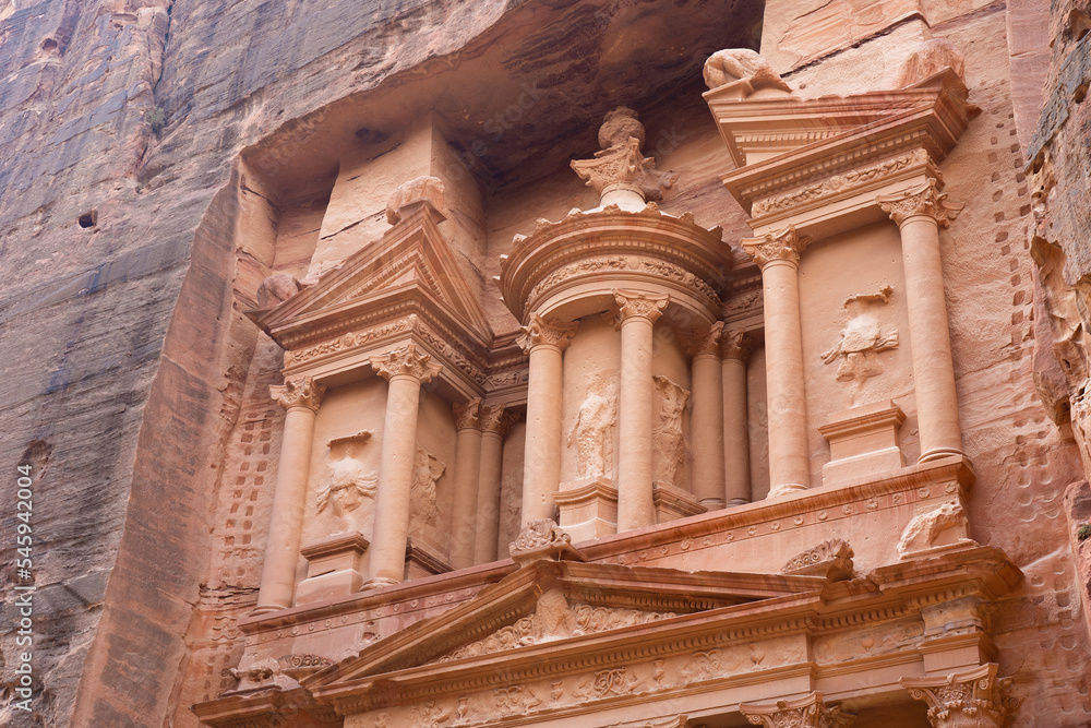 Ancient Petra in Aqaba. Travel, vacation and tourism concept 