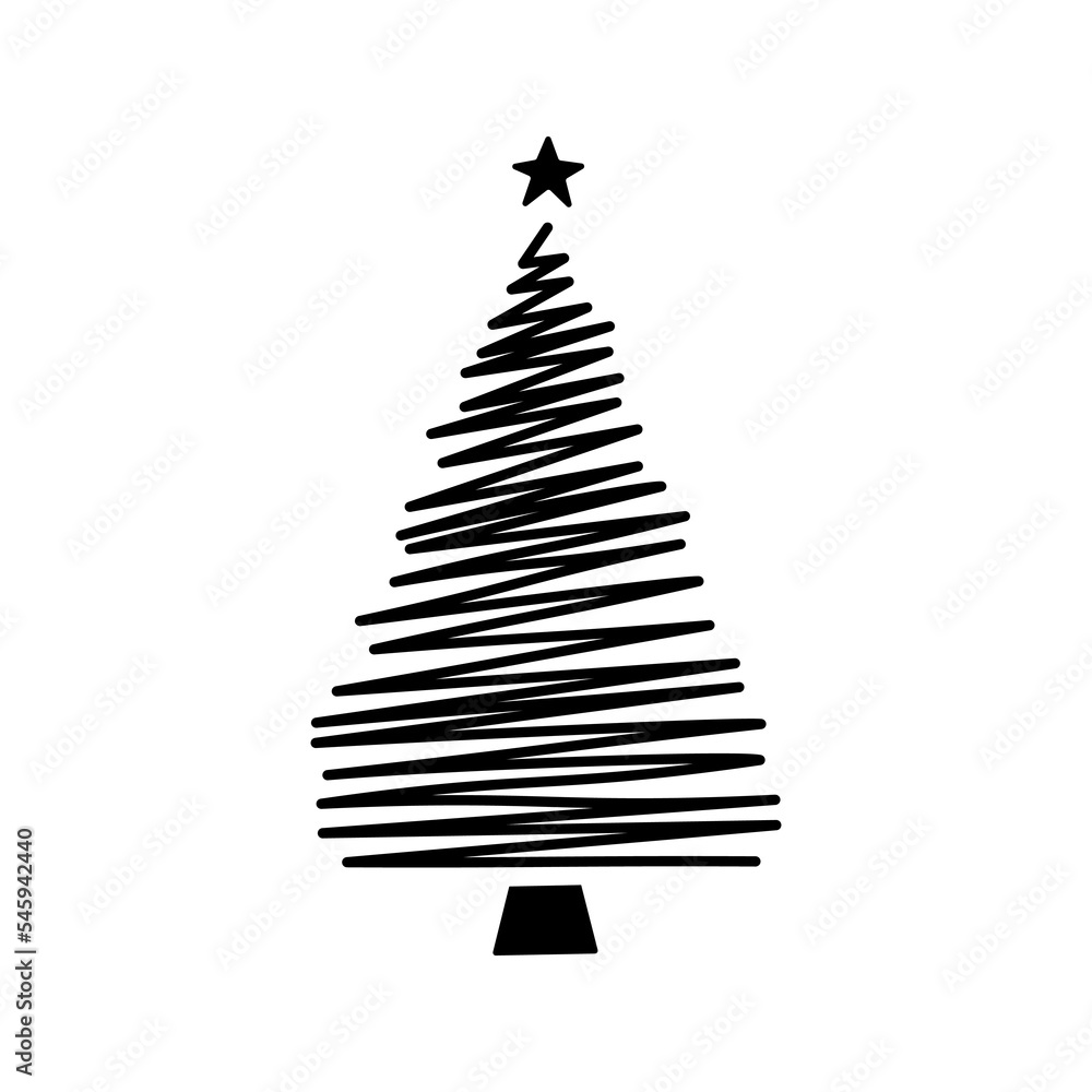 Linear hand drawn christmas tree vector illustration Linear hand drawn christmas tree vector illustration