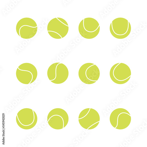 Flat vector illustration in childish style. Hand drawn different tennis balls