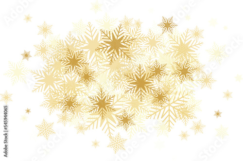 Gold snowflake banner on transparent background