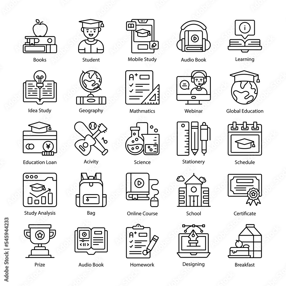 Set of flat vector design education, school and university with elements for mobile concepts and web apps. modern style vector illustration Set of flat vector design education, school and university with elements for mobile concepts and web apps. modern style vector illustration