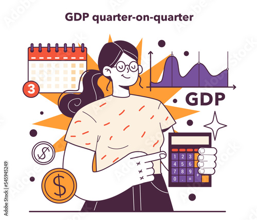 GDP quarter-on-quarter concept. Growing gross domestic product.