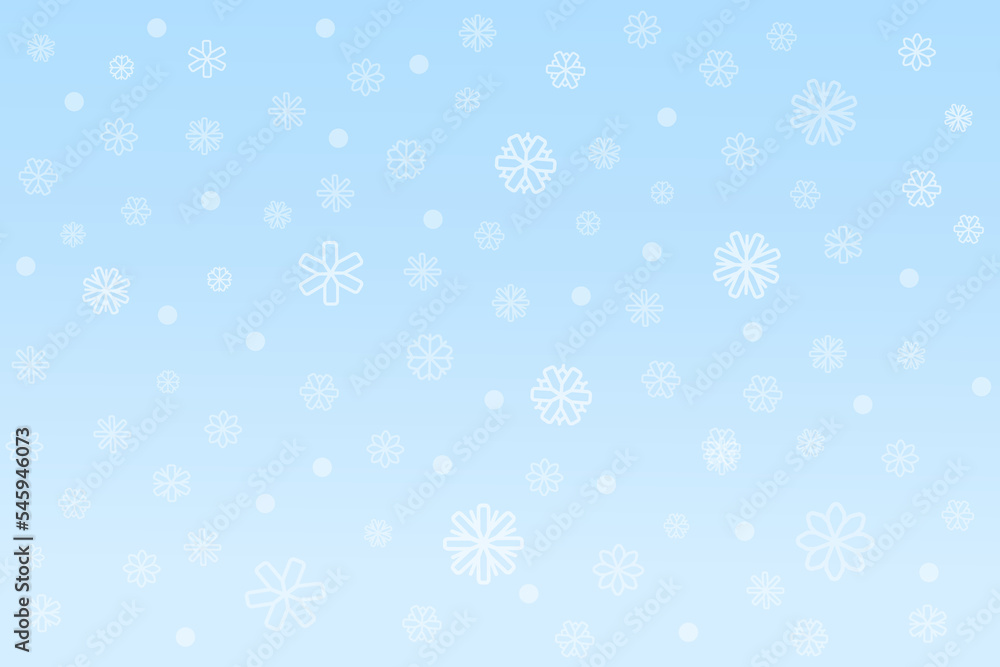 Background with snowflakes and snowfall. Abstract light blue  background. Christmas backdrop. Winter Christmas and New Year background. Vector illustration.