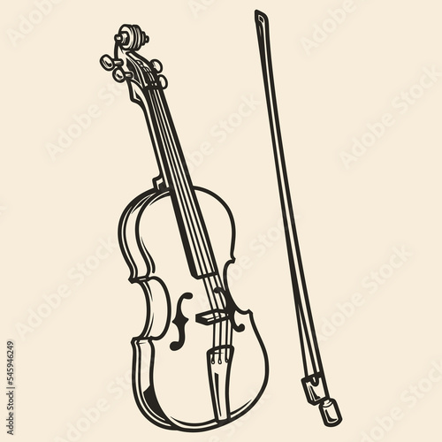 Acoustic violin element monochrome vintage