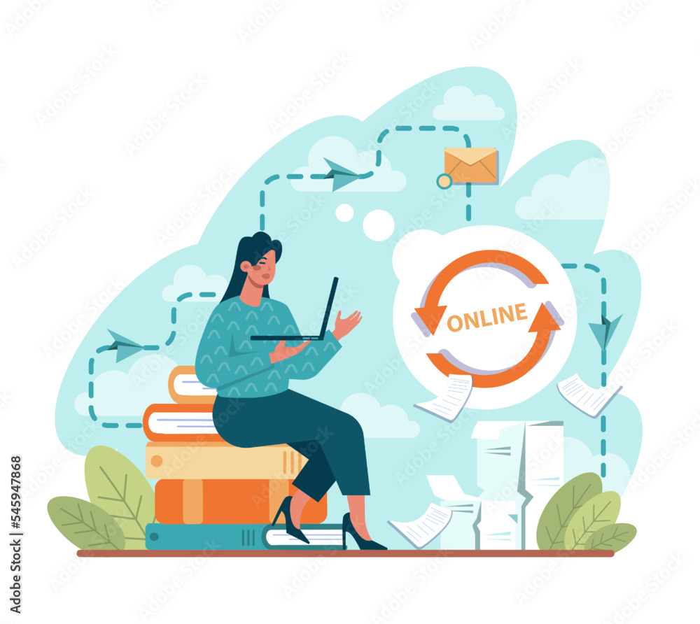 Online communication. Video conferencing and chatting through device Online communication. Video conferencing and chatting through device