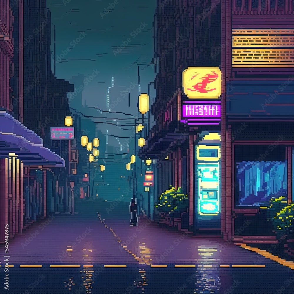 Cyberpunk Neon City Night Futuristic City Scene In A Style Of Pixel cyberpunk-neon-city-night-futuristic-city-scene-in-a-style-of-pixel