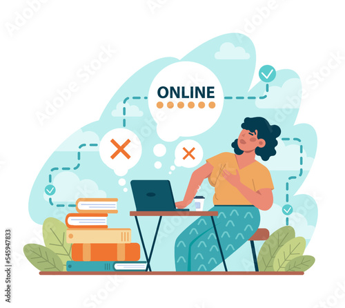 Online communication. Video conferencing and chatting through device