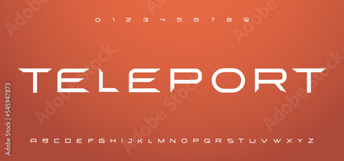 Teleport, Sport, action and tech fonts. Typography urban style font for technology. Strong and bold modern letter font. 