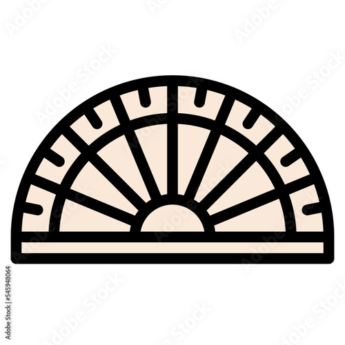 half circle protractor math stationery school supply icon