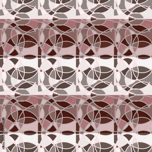 Decorative stained glass mosaic tile ornament. Circle kaleidoscope seamless pattern.