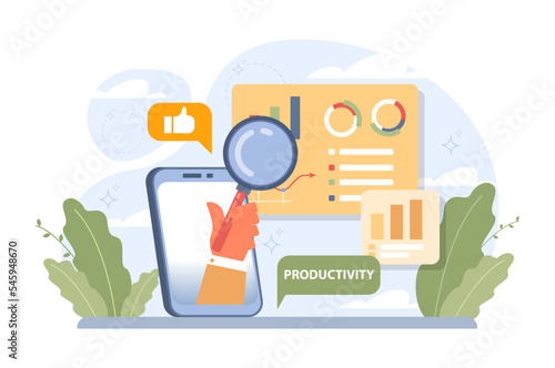 Productivity concept. Employee job performance efficiency. Quality